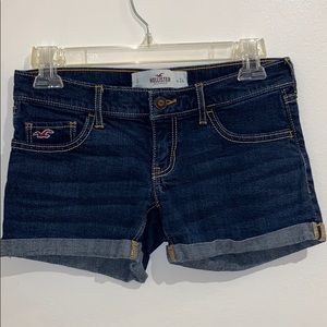 Hollister dark denim shorts, size 0, 2” inseam.